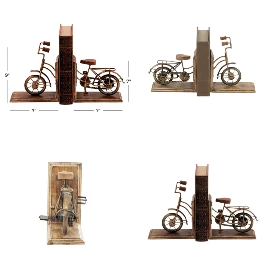 set-di-2-fermalibri-decorativi-per-bici-in-legno-con-base-antiscivolo-7-l-x-9-h-finitura-in-ottone-ideale-per-scrivanie-per-ufficio-e-casa-libreria-elegante