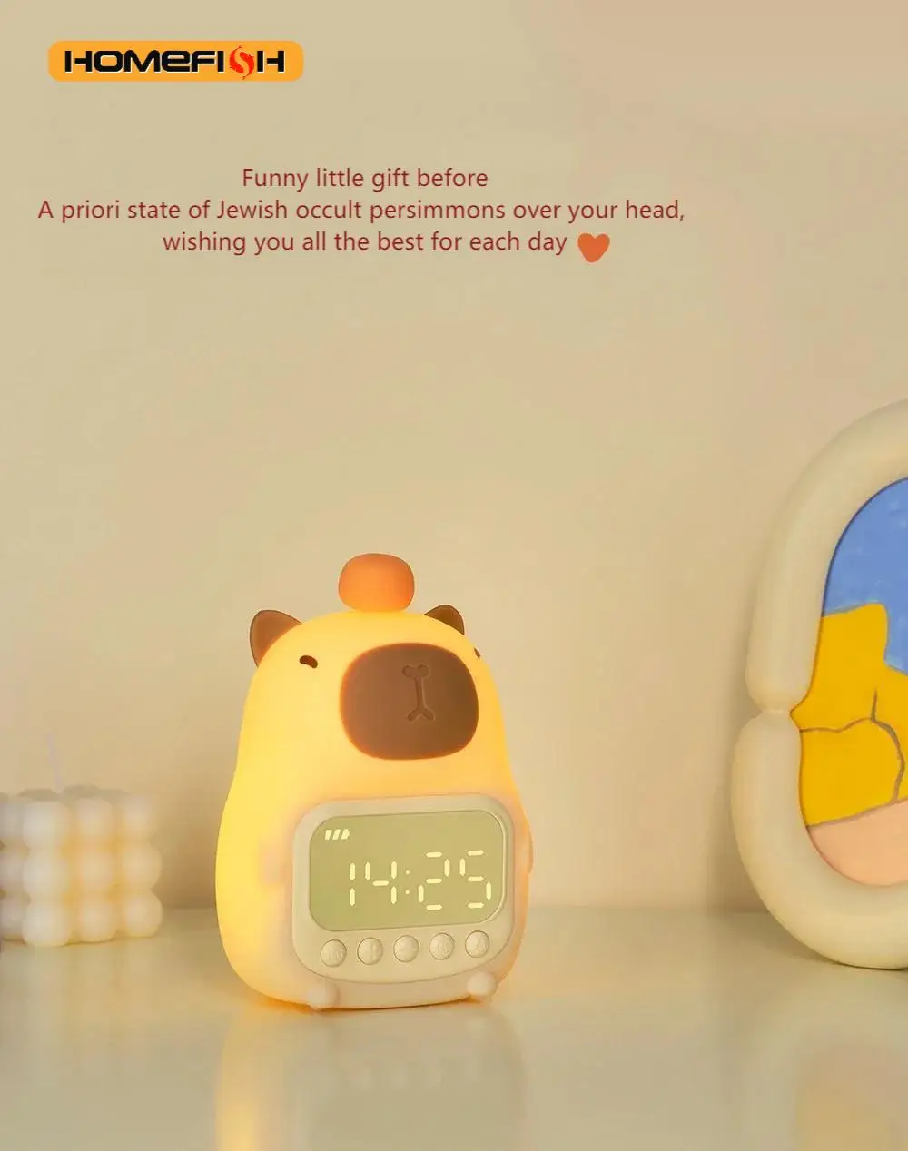 New Capybara Led Night Light Silicone Rechargeable Digital Alarm Clock Dimmable Table Lamp Timing USB Charge Child Birthday Gift image 6