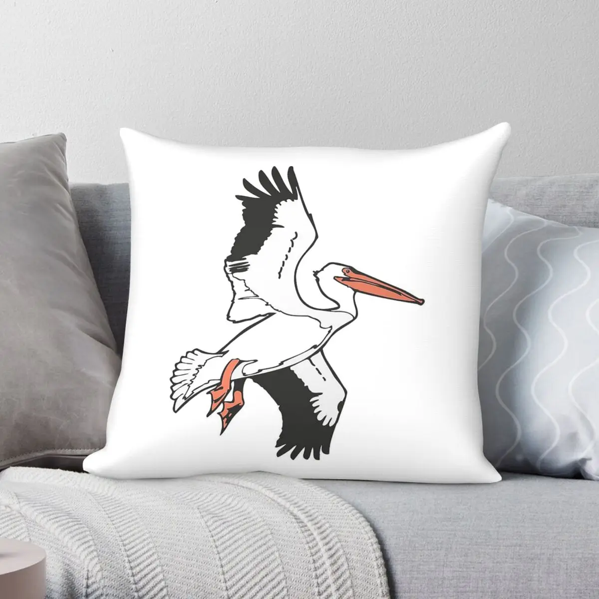 Funda de almohada Pelican Nazca Perú, funda de almohada decorativa con cremallera creativa de terciopelo y lino de poliéster, funda de cojín para el hogar
