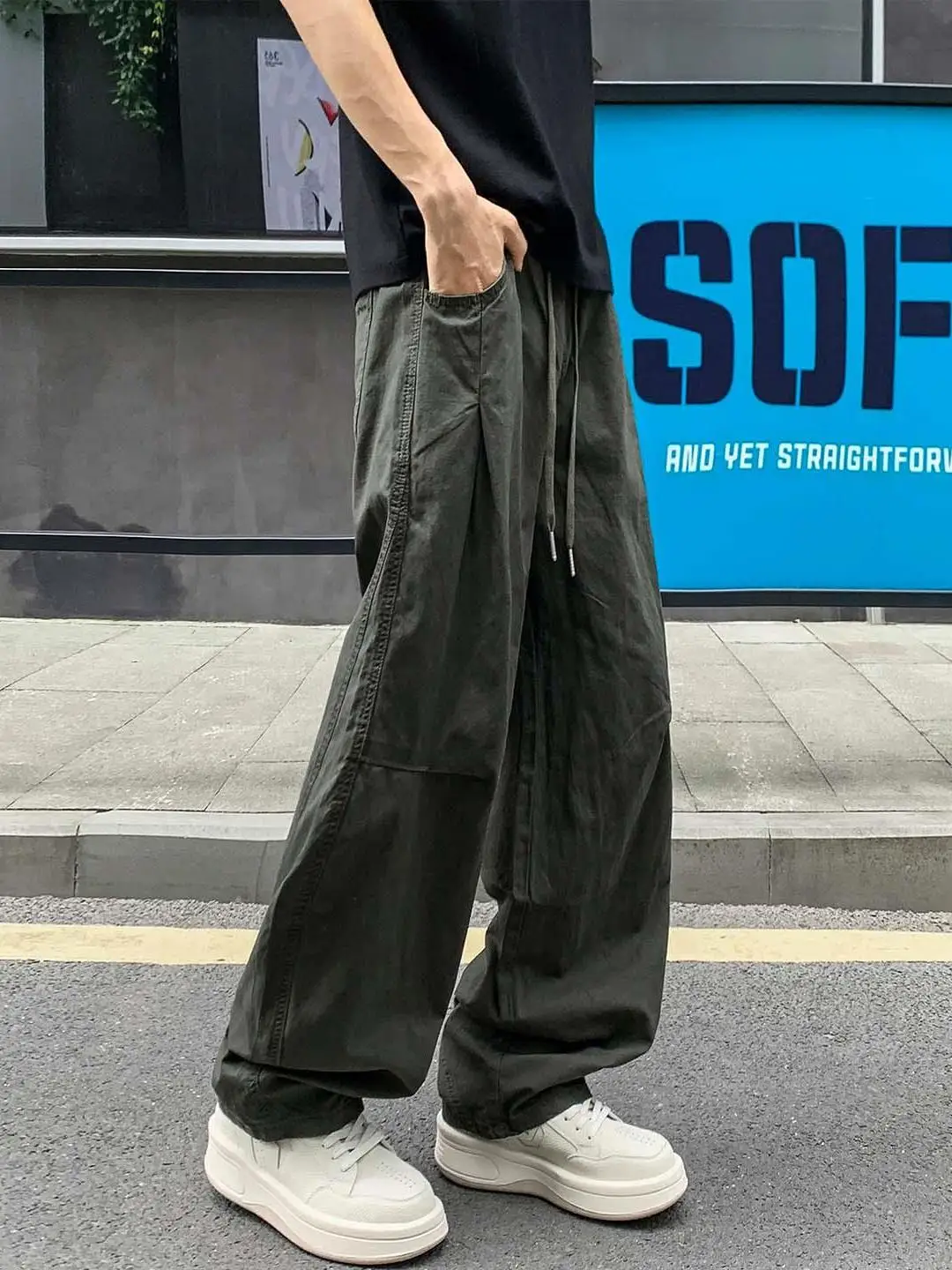 Loose Straight Leg Workwear Pants Men's Casual Trendy Vintage Loose Teenage Handsome American High Street Pants 300 Pounds