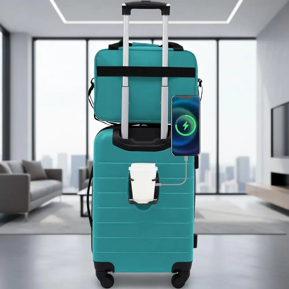 

Комплект из 2 чемоданов-спиннеров бирюзового цвета - прочные и стильные