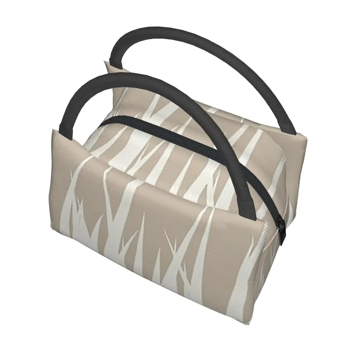 Grass Minimalist Botanical Boho Beige Insulated Lunch Bag for Women Picnic Storage Food Boxes Portable Cooler Thermal Lunch Box