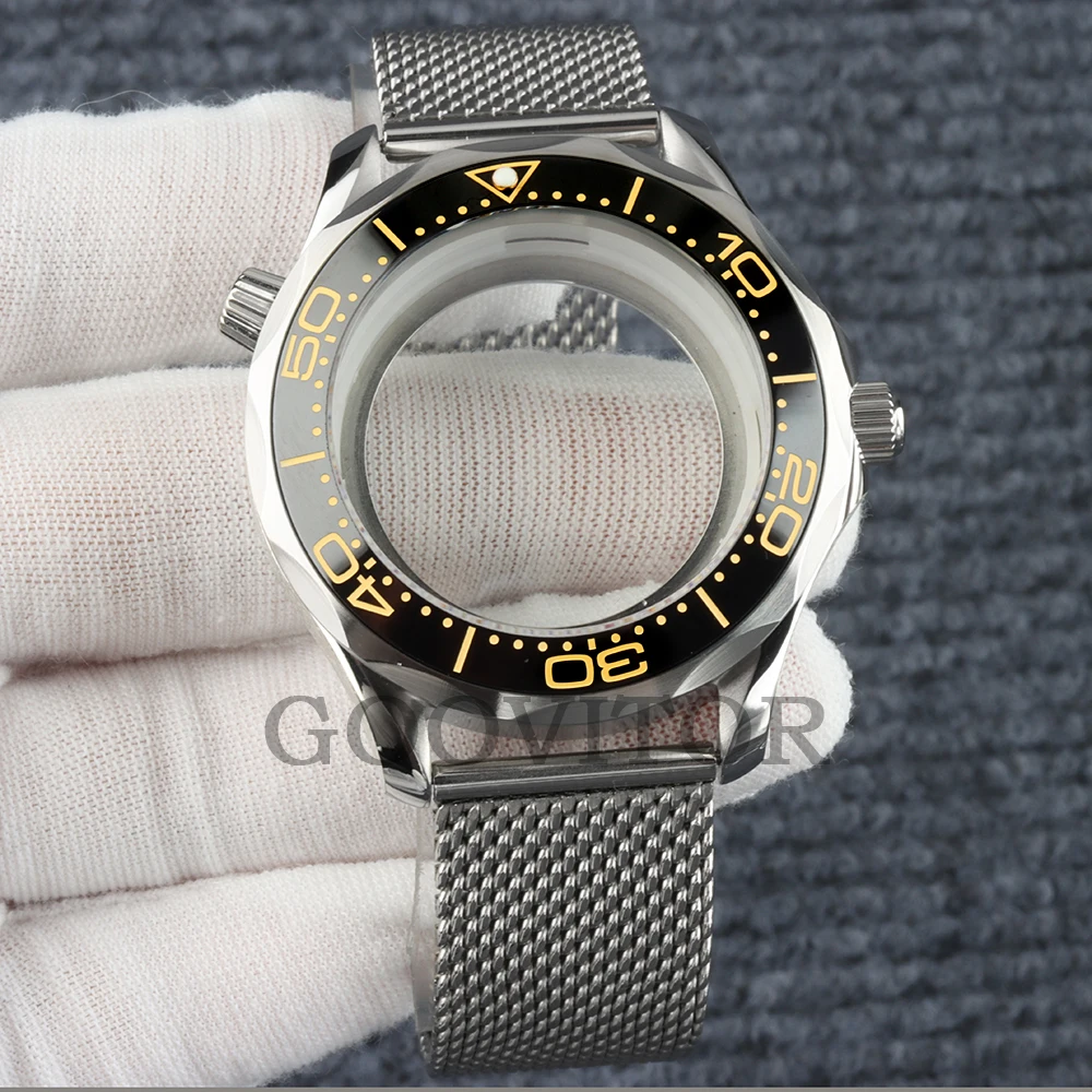 41mm NH35 Uhrengehäuse mit Mesh-Armband, wasserdicht, für NH35 NH36 Uhrwerk, 31mm Zifferblatt, Edelstahl Seamaster 300 Uhrengehäuse – Detail 15