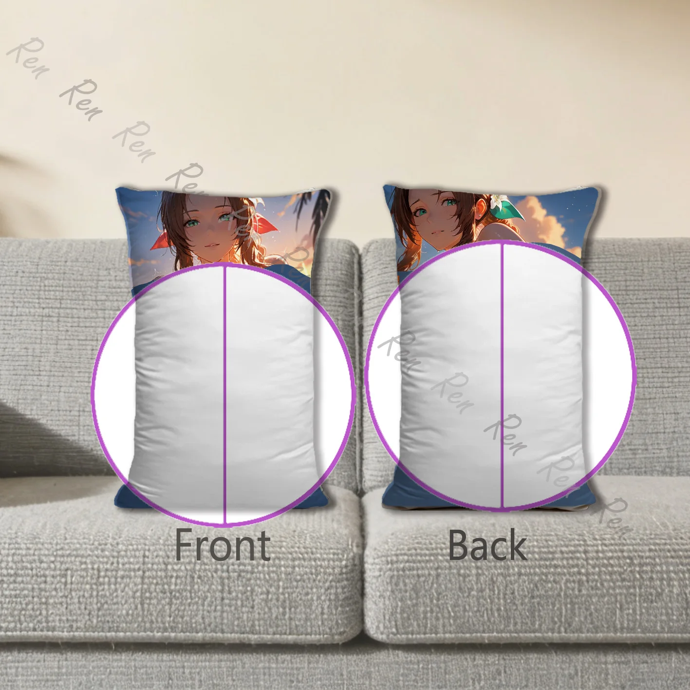 Dakimakura Anime Aerith Gainsborough Pillow Cover Sofa Cushion Double-side Print Throw Pillow Case 40X60cm