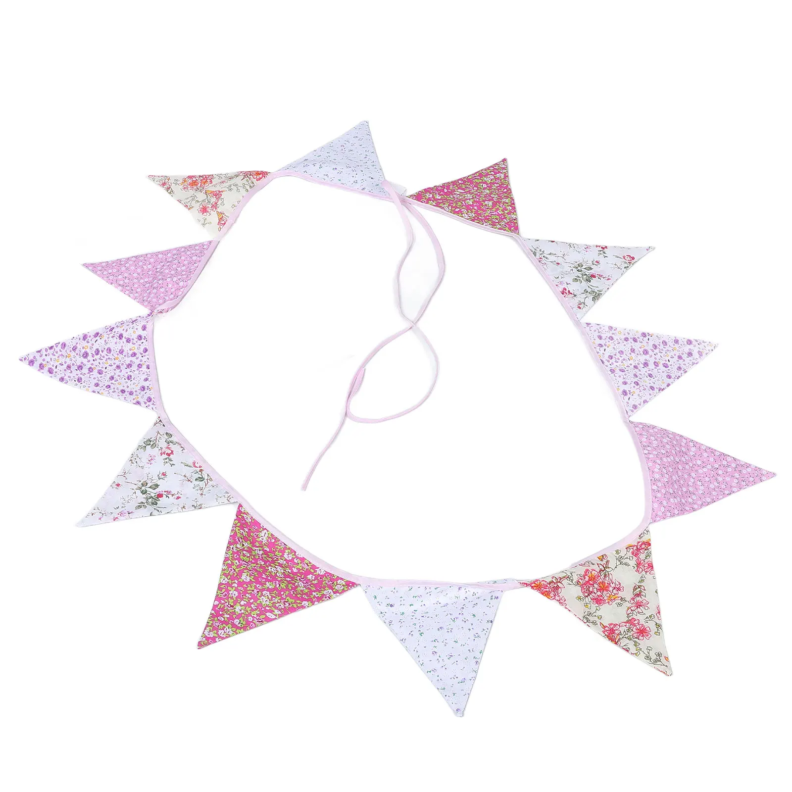 

Floral Banner Cotton Bunting Vintage Party Decorations Birthday Triangle Flags for Girls Vintage Floral Banner Celebration