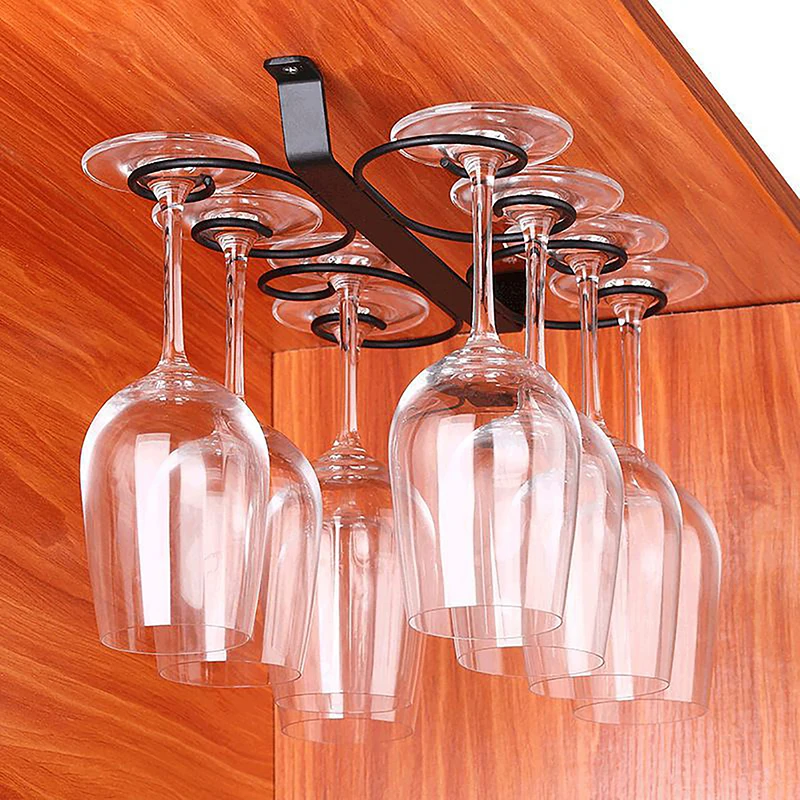 4/8/12 Cups Metal Wine Glass Rack Holder Stemware Hanging Under Cabinet Stemware Holder Storage Bar Kitchen Glass Wine Cup Shelf