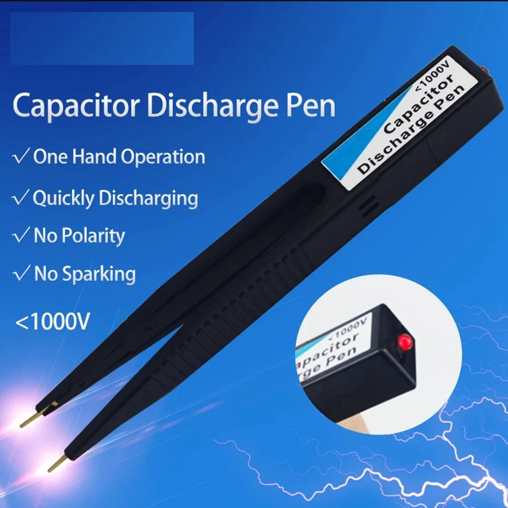 Caneta de Descarga Capacitor de Descarga Rápida, 1000V, Descarregador para Segurança Eletrônica, Ferramenta de Reparo Inteligente