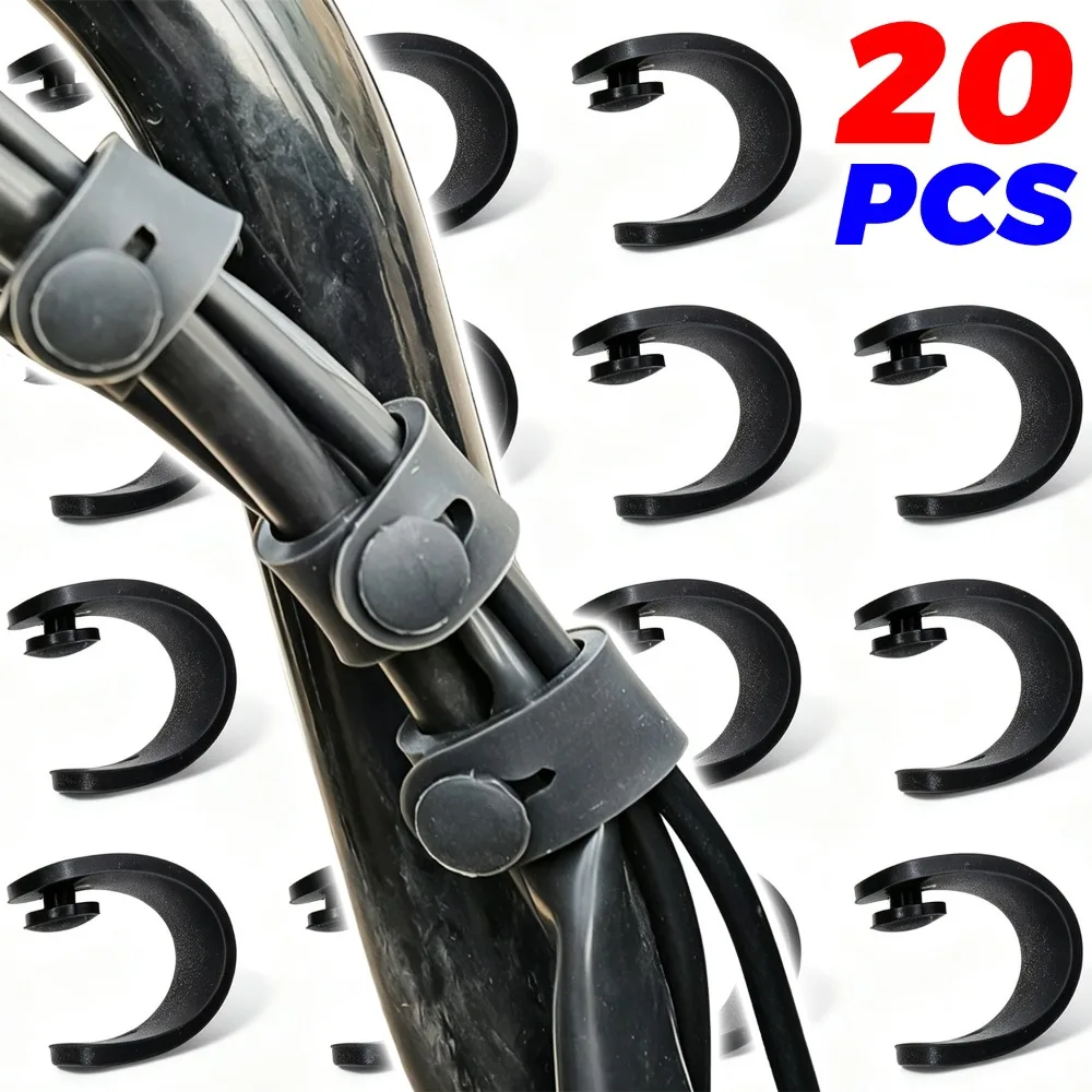Motorcycle Rubber Cable Tie Universal Wire Organizer Anti-Hardening Elastic Strap for Auto Bike E-Vehicle Accessory Black 5.5cm