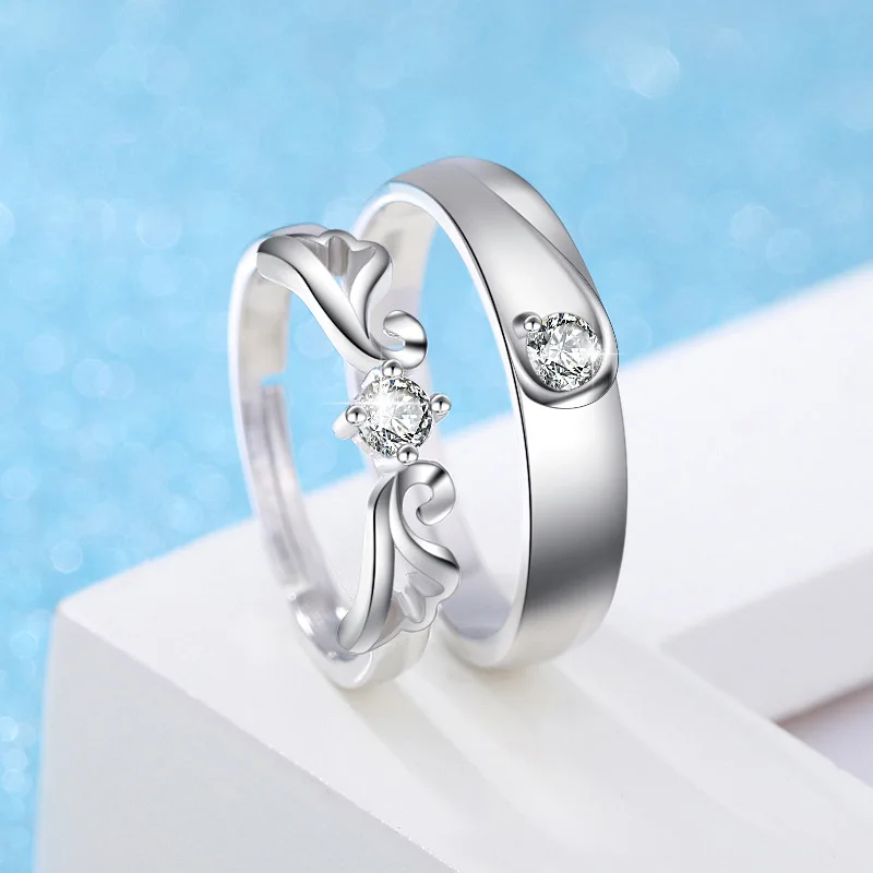 925 Sterling Silver Angel Wing Rings For Women Couple Engagement Wedding Luxury Jewelry Gift Female  Jewellery