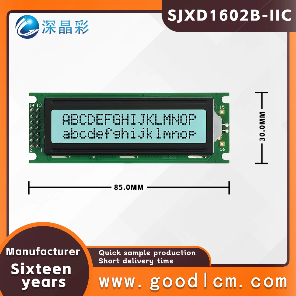 Upper quality LCD 1602 screen module SJXD1602B-IIC FSTN White Positive I2C/IC adapter board 16X2 character dot matrix screen