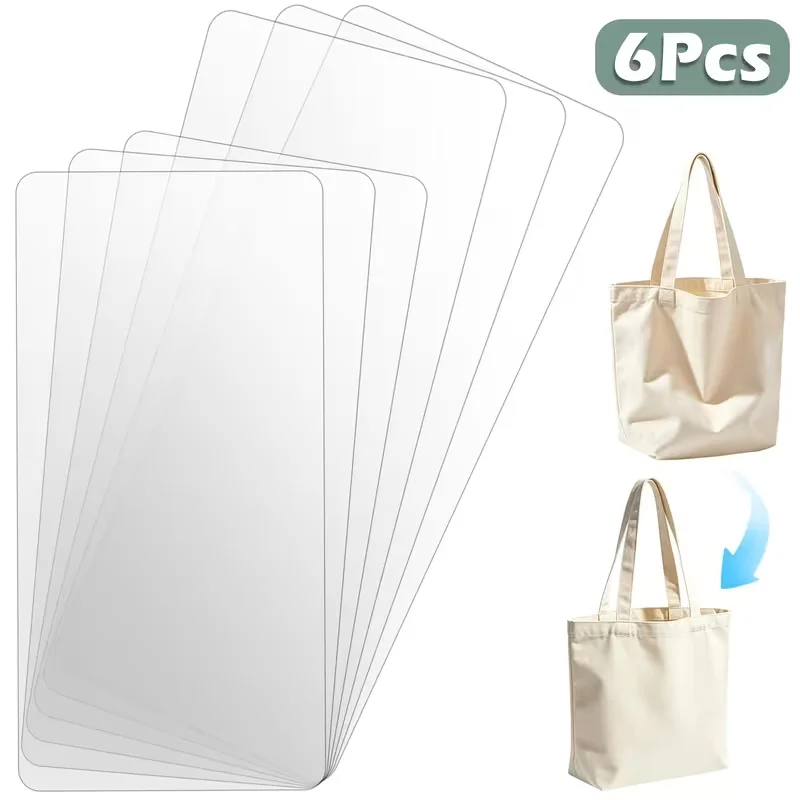 6pcs Plastic Rectangle Handbag Base Shaper Inserts, 30.48 X 12.7cm & 25.4 X 12.7cm Clear PP Purse Bottom Insert Bag Stabilizer