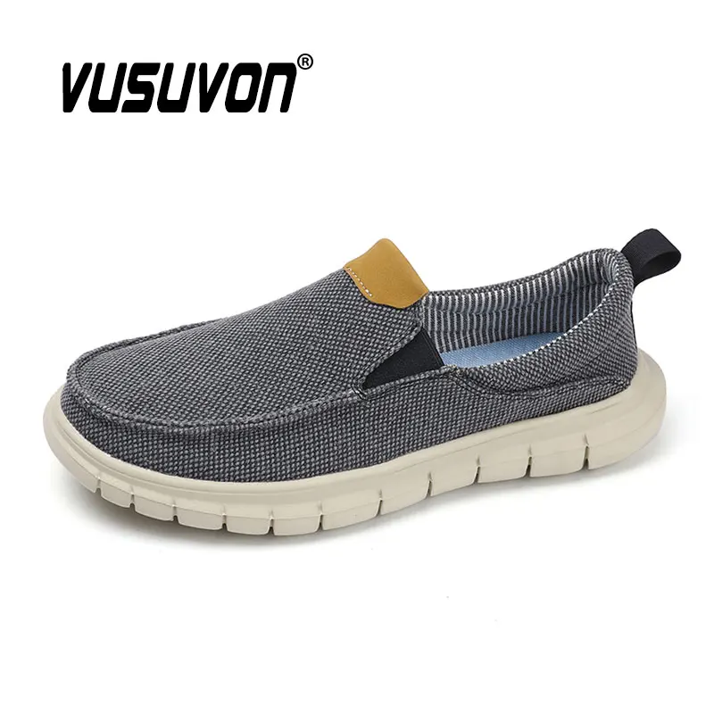 Men Walking Shoes Canvas Breathable Jogging Fashion Summer Spring Black For Casual Slip-On Loafers Big Size 39-47