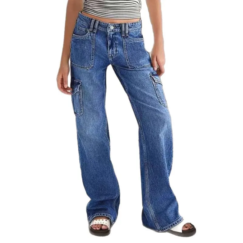 

Европейские и американские осенние новые женские эластичные тонкие модные прямые джинсы с высокой талией