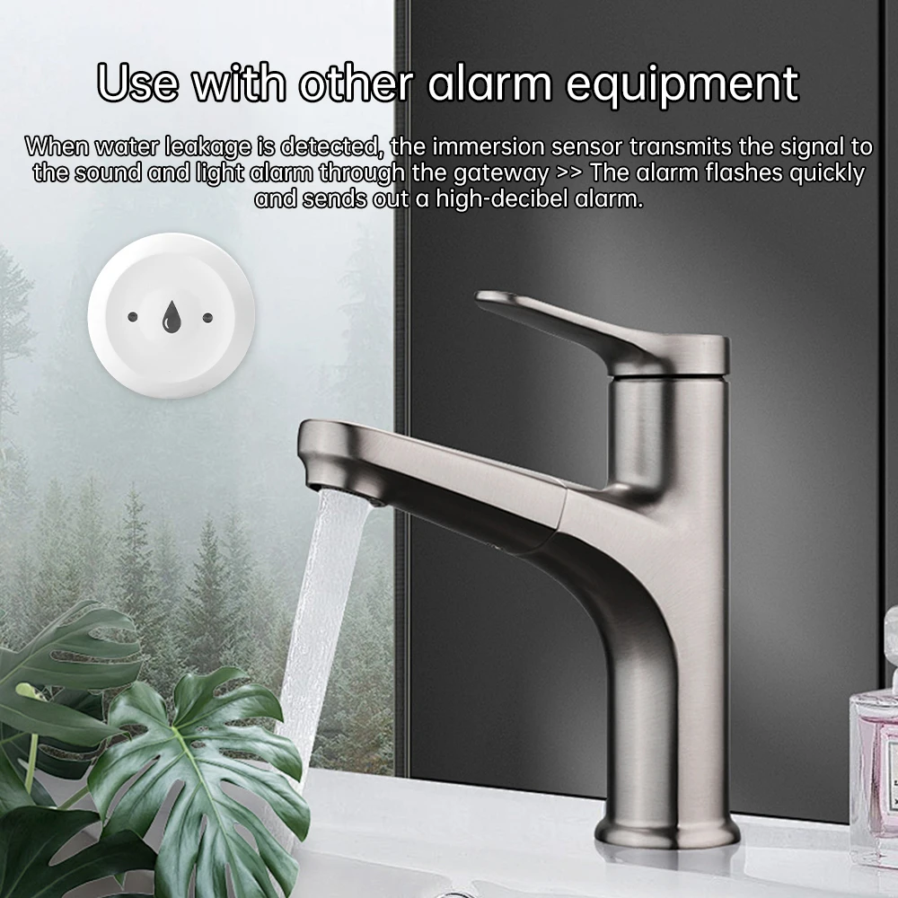 Zigbee Smart Water Leakage Sensor App Remote Linkage Water Leak Detector Bathroom Kitchen Warehouse Supply With Battery