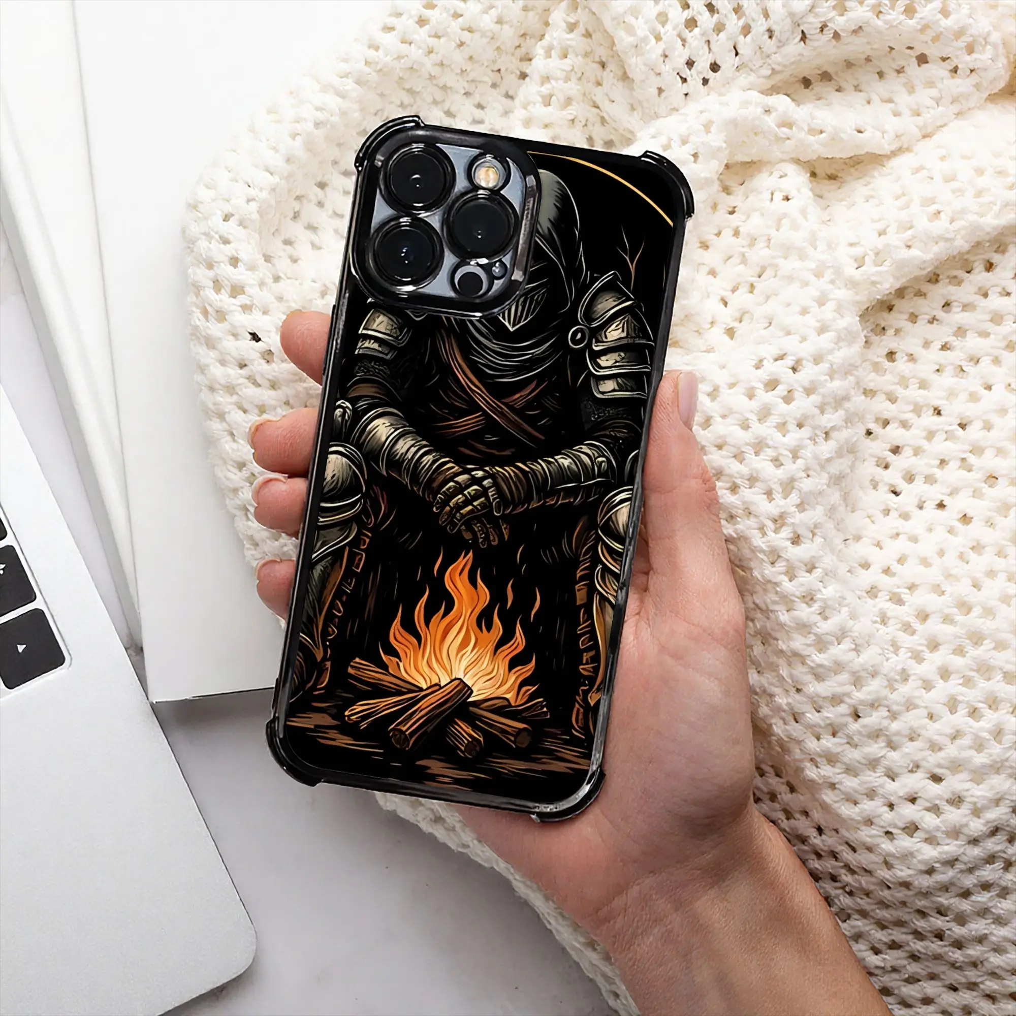 Coque de téléphone Knight By The Bonfire DDark Souls, processus d'électrodéposition, différents modèles