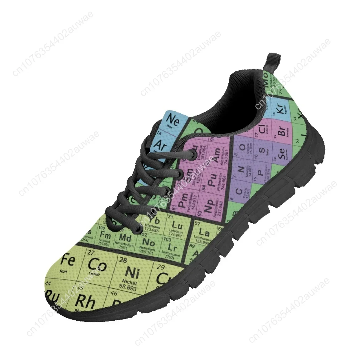 Sneakers da donna con stampa tavola periodica 3D per studenti modello chimico Mesh Flats Femme scarpe da passeggio Zapatos Mujer