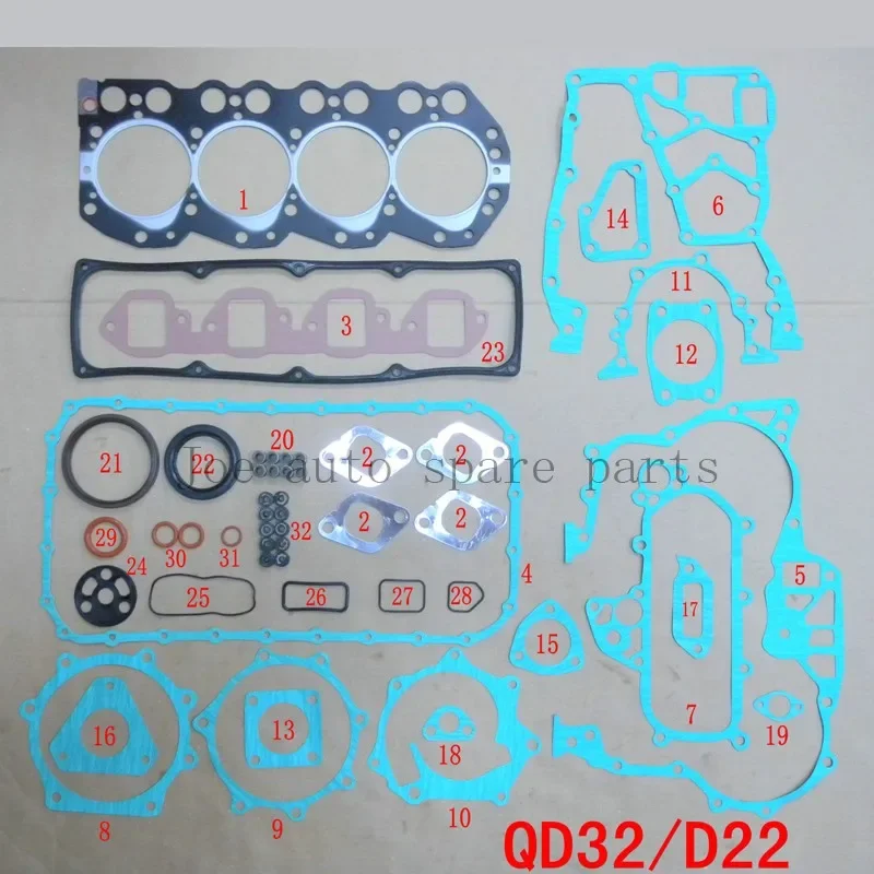 ENGINE : QD32  complete cylinder head assembly full gasket bolt screw