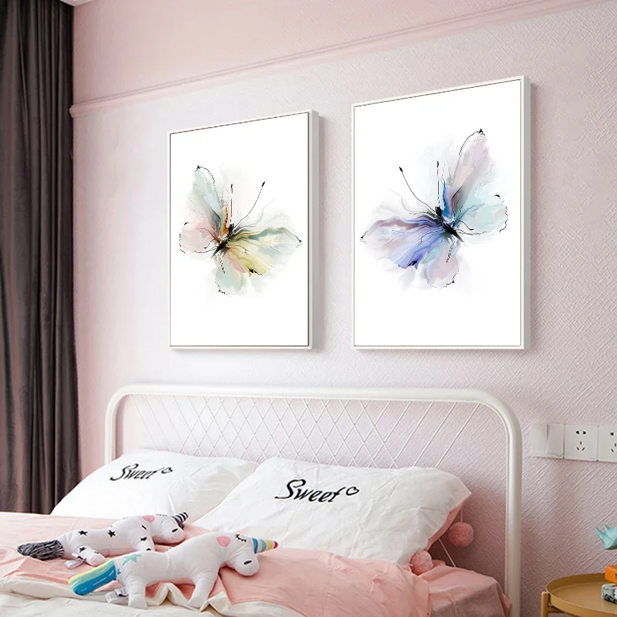 Klassische abstrakte Wandkunst, farbenfrohes Schmetterlingsgemälde, HD-Leinwanddruck, Poster, Zuhause, Babyzimmer, Wohnzimmer, dekoratives Gemälde