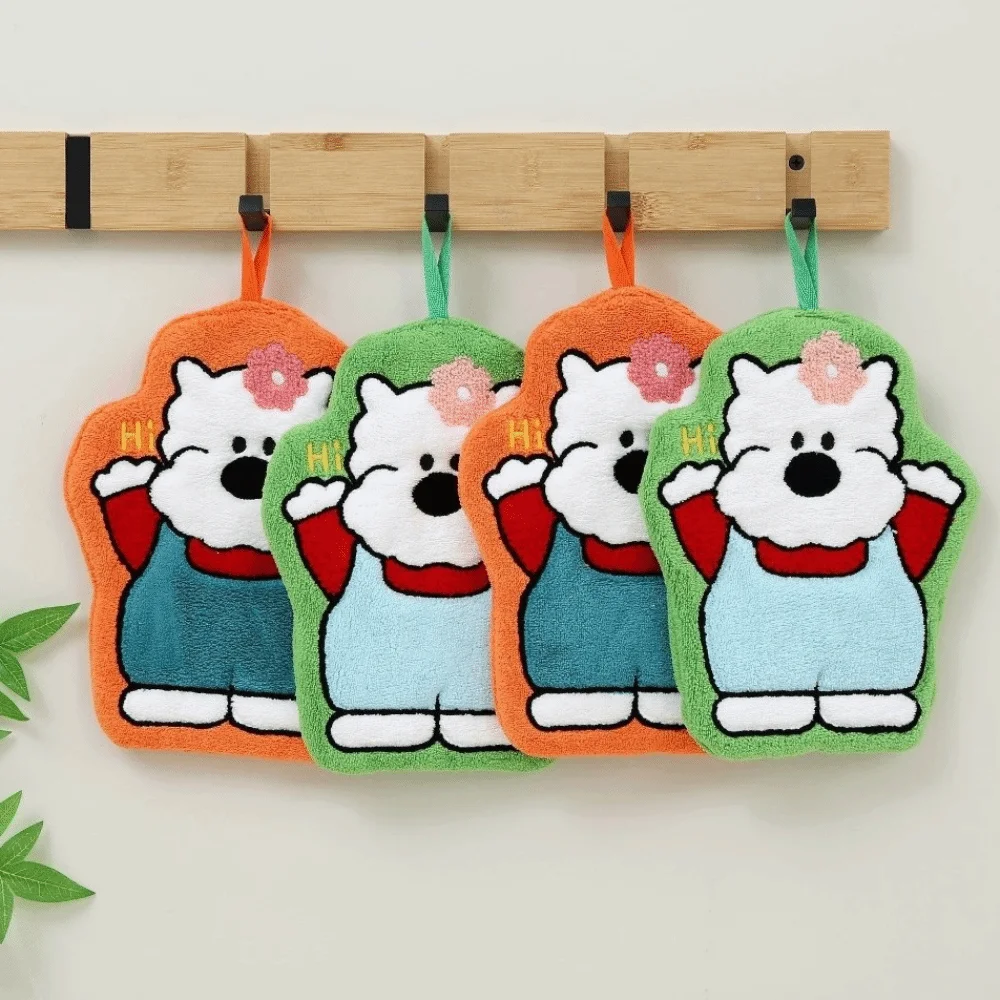 

Creative Cartoon Bear Hand Towel Absorbent Coral Fleece Bathroom Hand Cloth Home Decor Quick-drying Kitchen Cleaning Rag