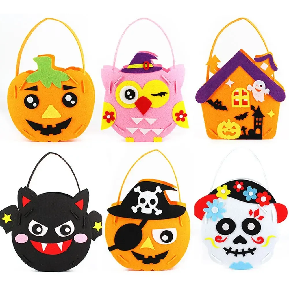 

Creative Non-woven Fabric DIY Halloween Candy Bag Portable Ghost Bat DIY Trick or Treat Bag Daemon Owl Toddlers