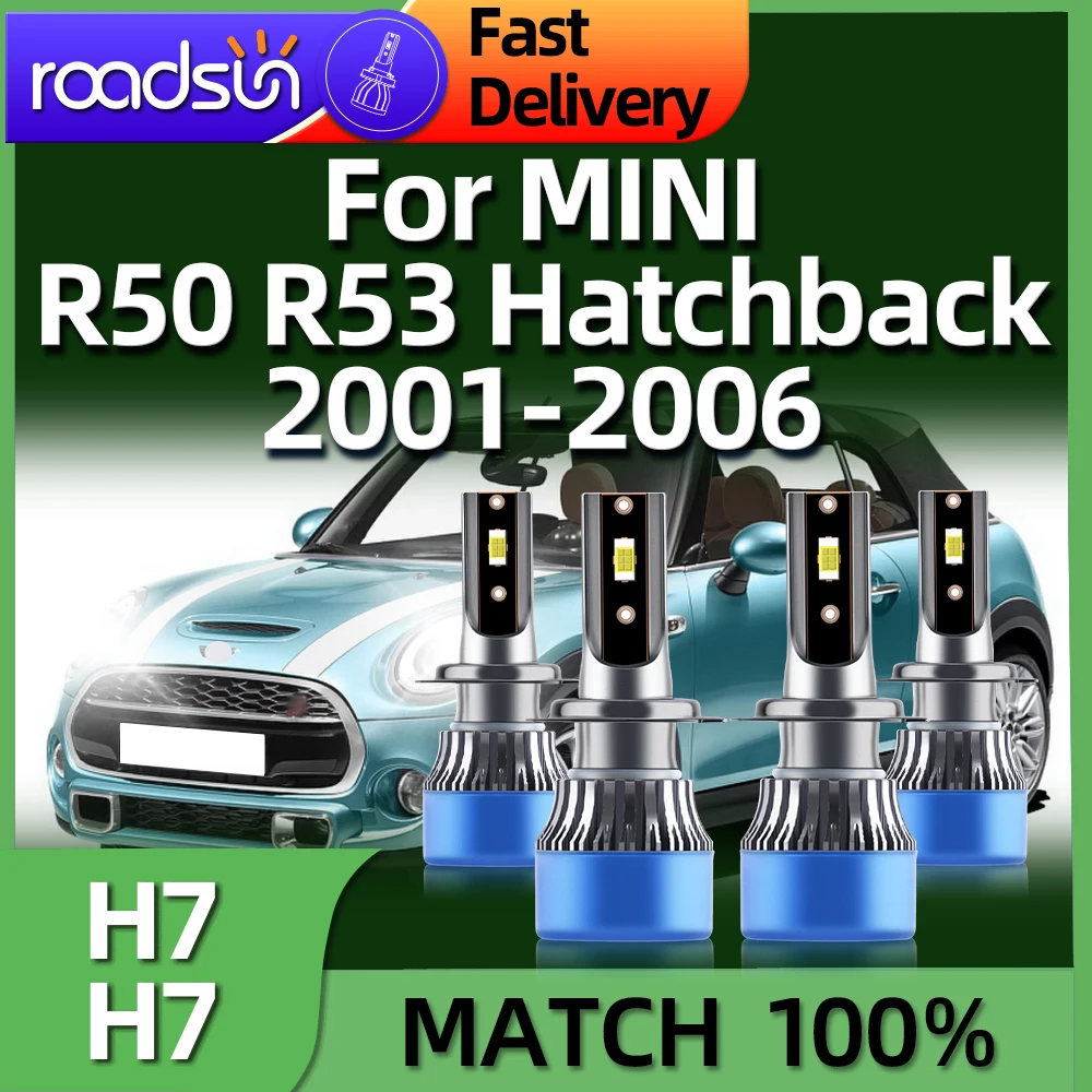 

4Pcs High Bright Led Car Headlight Bulbs 160W H7 6000K Light For MINI R50 R53 Hatchback 2001 2002 2003 2004 2005 2006