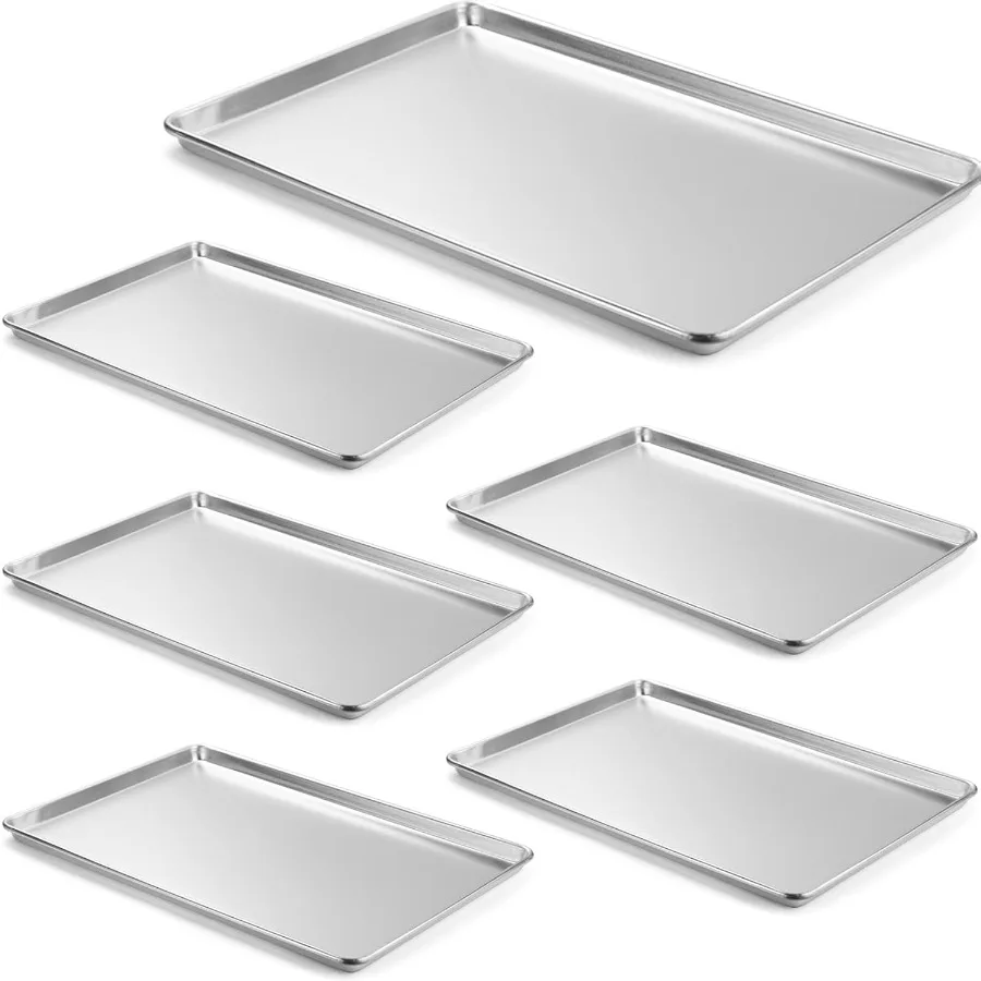 Paquet de 6 poêles en aluminium, moule à chignon de gâteau de boulangerie commerciale pleine taille 26x18 pouces répertoriée NSF, plateau de cuisson