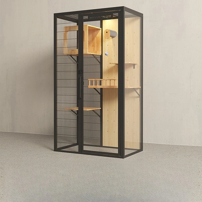 DIY water bottle cat cage cat villa oversized luxury solid wood indoor panoramic pet glass display cabinet