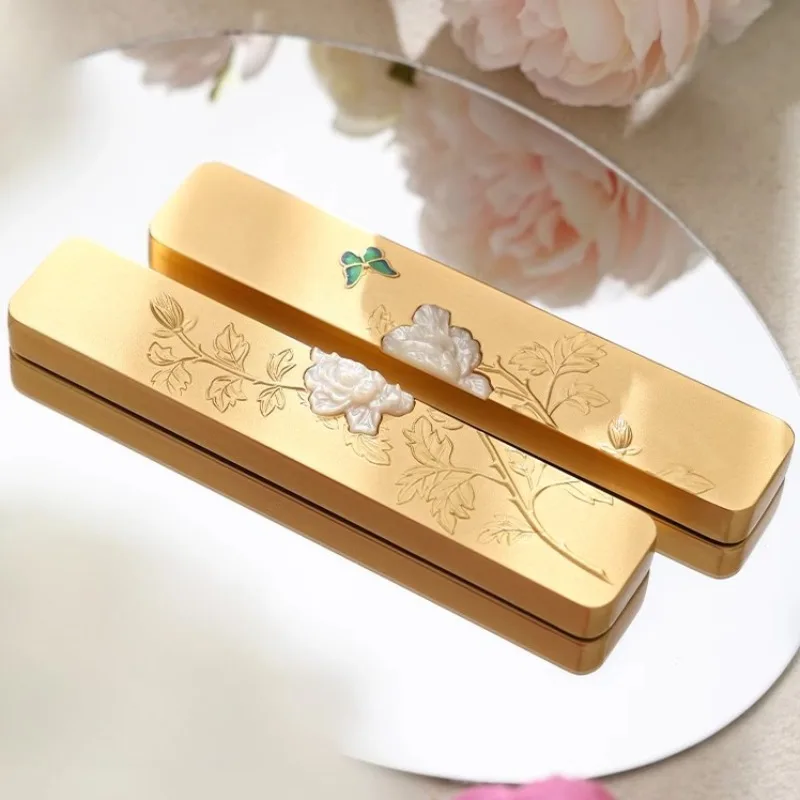 

18K Gold-plated Brass Imitation Enamel Butterfly Relief Paperweight Calligraphy Practice Painting Press Ruler Writing Accessory