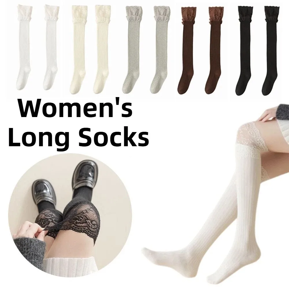 موضة بلون المرأة الجوارب الطويلة لينة تنفس الفتاة مكدسة الجوارب مريحة سميكة جوارب محبوكة التمهيد الجوارب