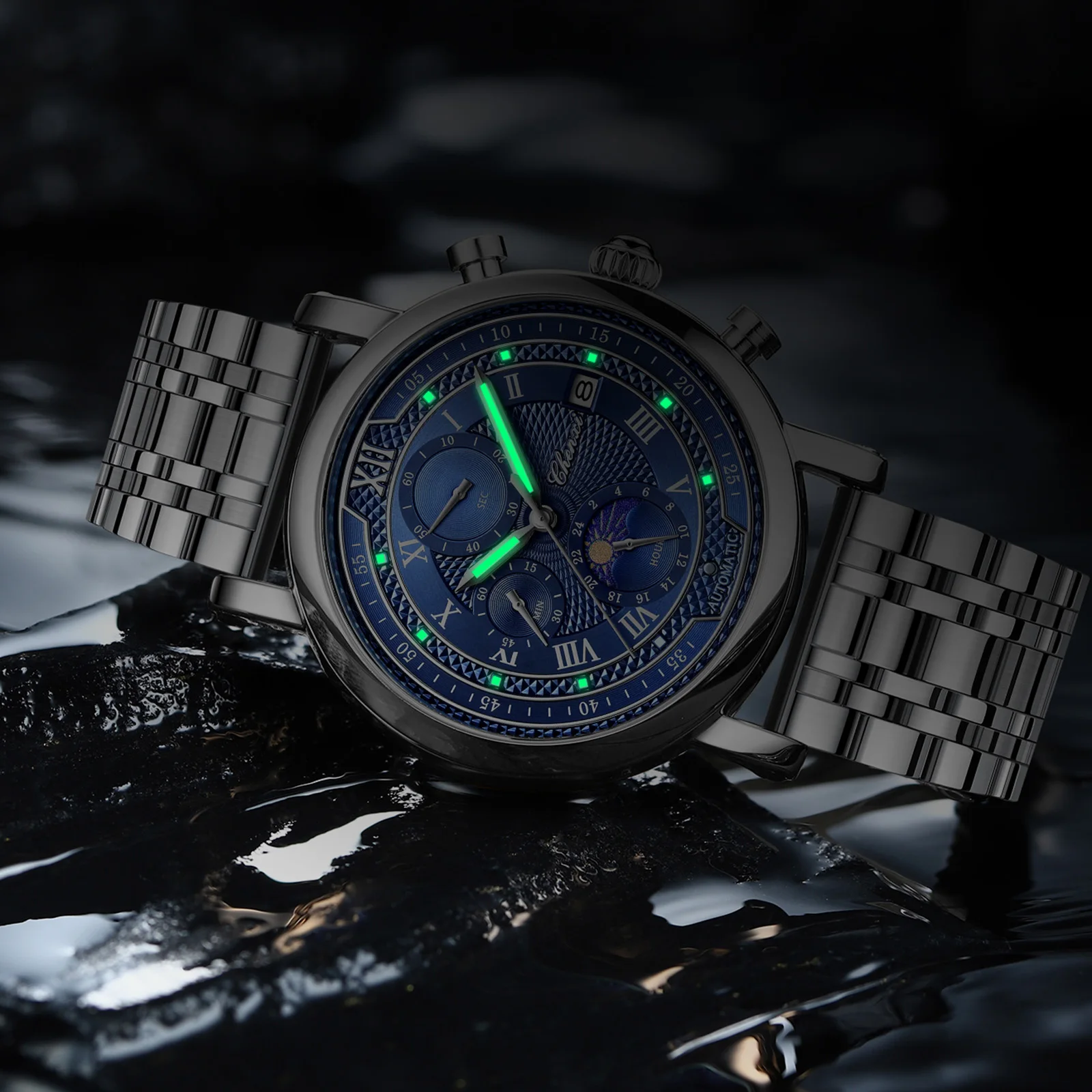 CHENXI جديد ساعات رياضية غير رسمية للرجل مقاوم للماء كرونوغراف القمر المرحلة تاريخ ساعات كوارتز 2025 ساعة رجال الأعمال الفاخرة