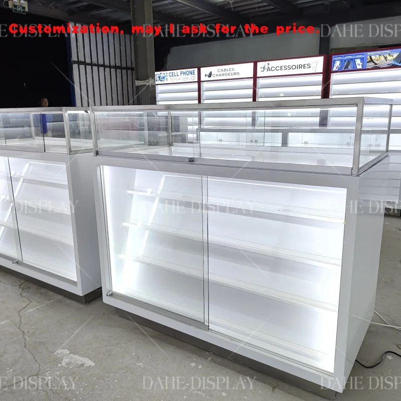 

custom.3D Drawing Customized Mobile Phone Shop Glass Display Decoration Cabinet with Lock