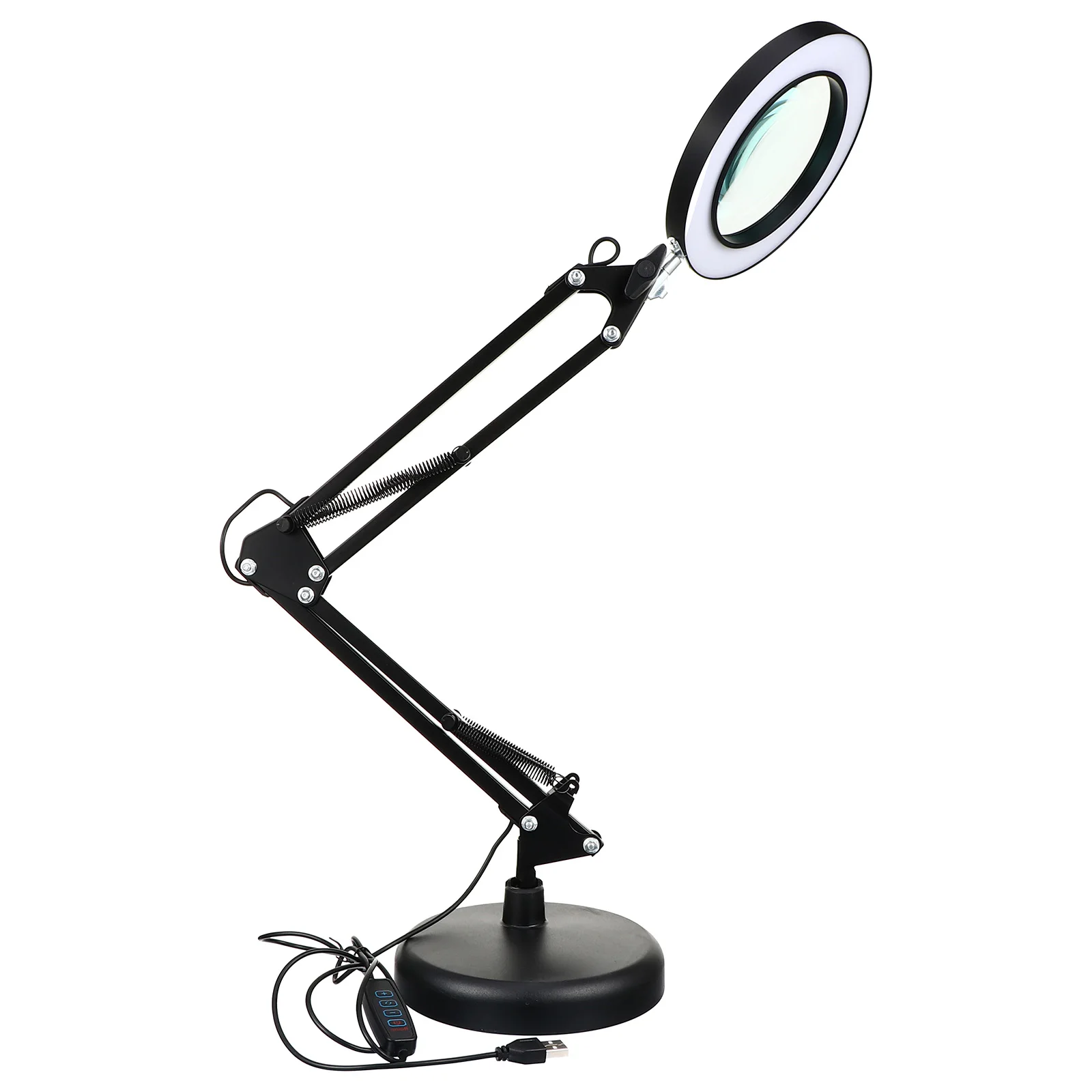 

5X Led Magnifying Adjustable Arm Foldable Lighted Desktop Lamp For Office Multi-Function Beauty Lighting Shadow-Free 3 Elbow