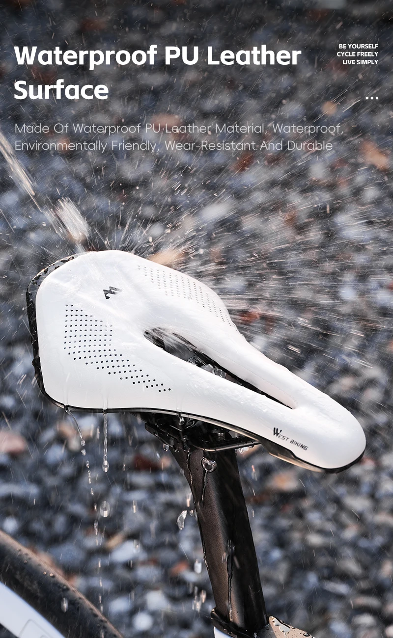 WEST BIKING Ultraleichter Fahrradsattel Atmungsaktiver Wasserdichter PU-Rennsattel mit Hohl-Aerodynamischem Design für MTB-Fahrräder – Detail 7