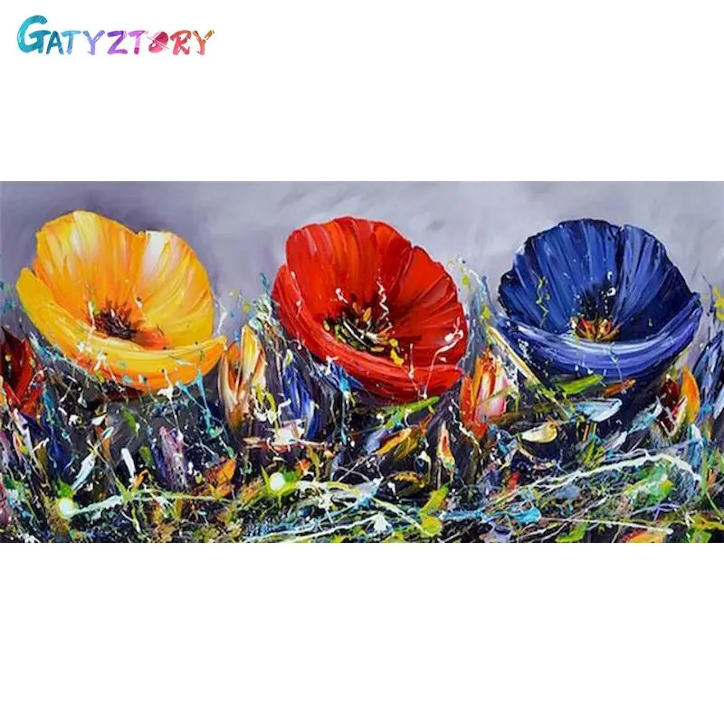 

GATYZTORY Oil Painting By Numbers Flowers Drawing On Canvas Gift DIY Pictures By Number Kits Hand Painted Paintings Home Decor