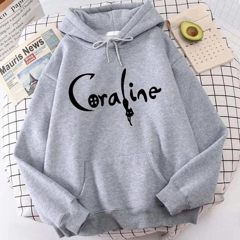 Funny Coraline Gothic Hoodies Halloween Graphic Harajuku Hooded Men Women Vintage Y2k Sweatshirts Pullovers Streetwear Clothes