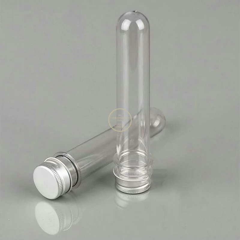 10pcs lab 30/40/70/100ml PET test tube bottle Transparent cylindrical plastic refillable bottle for Mask candy data line