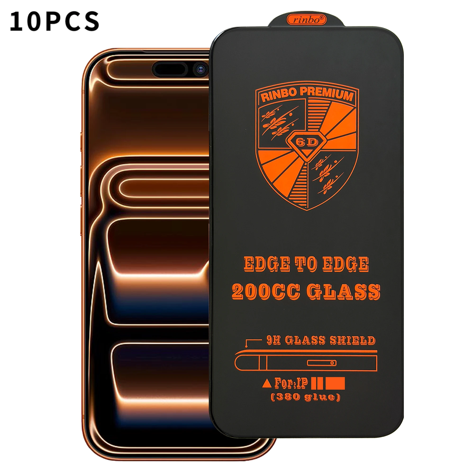 

RINBO 10Pcs Tempered Glass for iPhone 17 Pro Max 200CC Silk Printing Anti-static Full Coverage Screen Protector - Transparent
