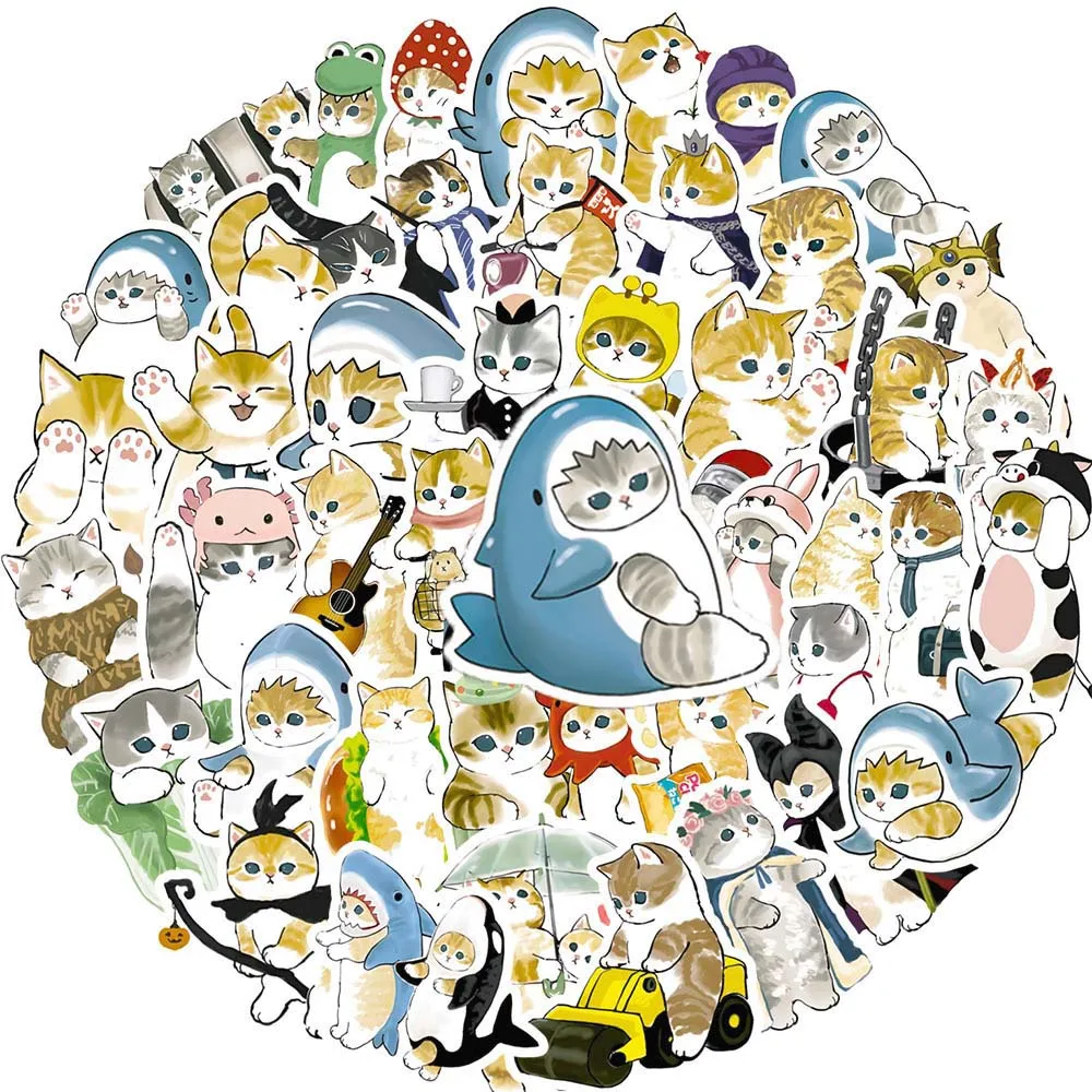 Autocollants de dessin animé chat d\'interconnexion pour enfants, graffiti varié, scrapbooking mignon, bagages de voyage, décoration de voiture,