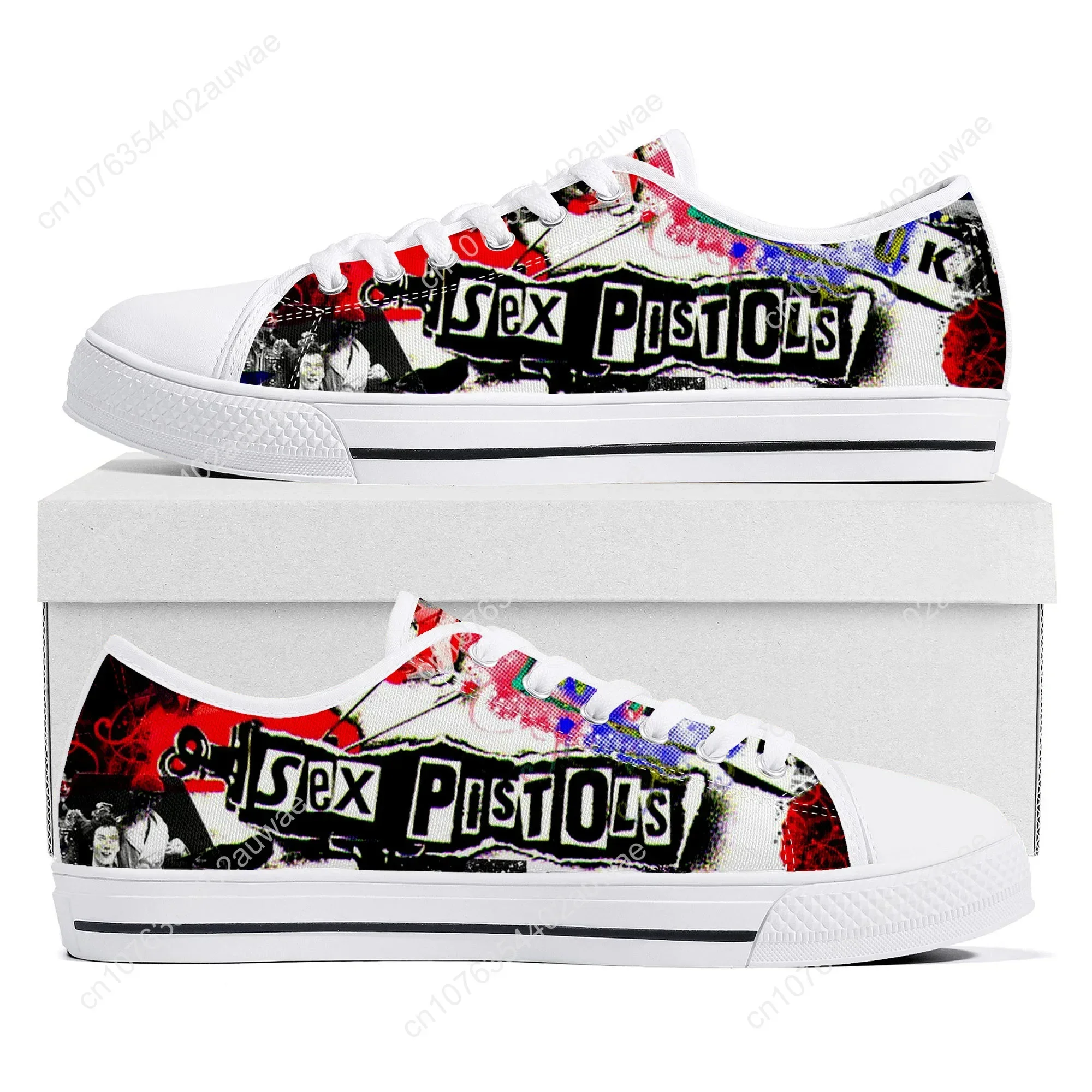 Pistole del sesso Punk Rock Band Low Top Sneakers di alta qualità uomo donna adolescente Sneaker di tela scarpe Casual da coppia scarpe personalizzate