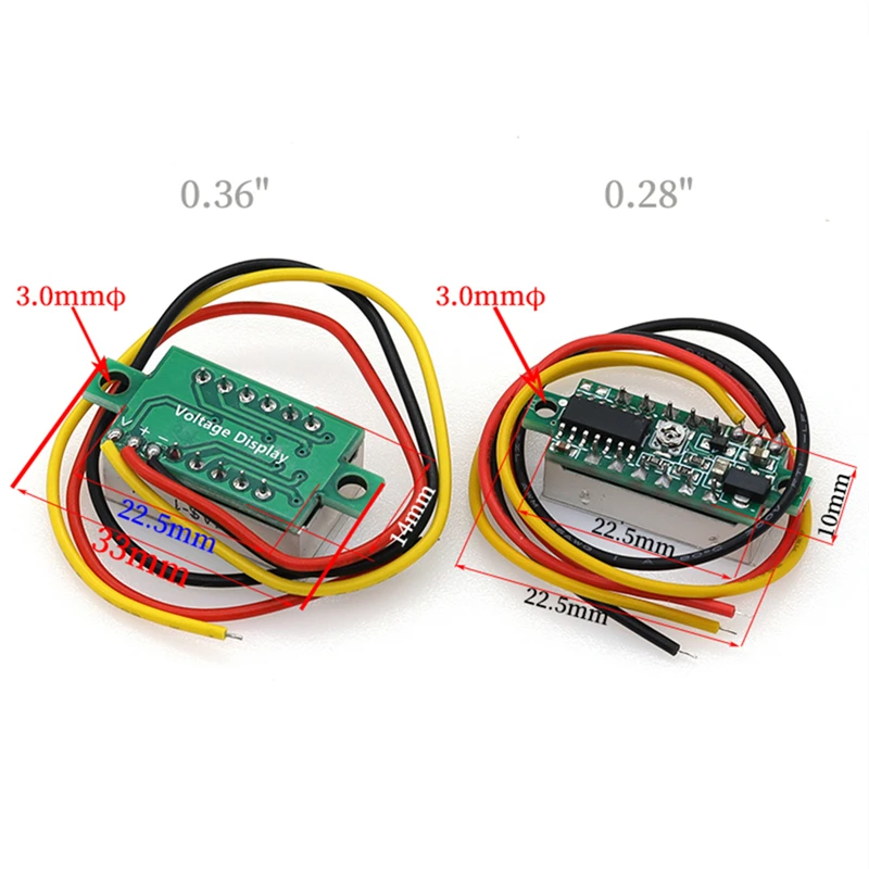 0.28 / 0.36 Inch DC LED Digital Voltmeter 0-100V Voltage Meter Auto Car Mobile Power Voltage Tester Detector 12V Red Green Blue