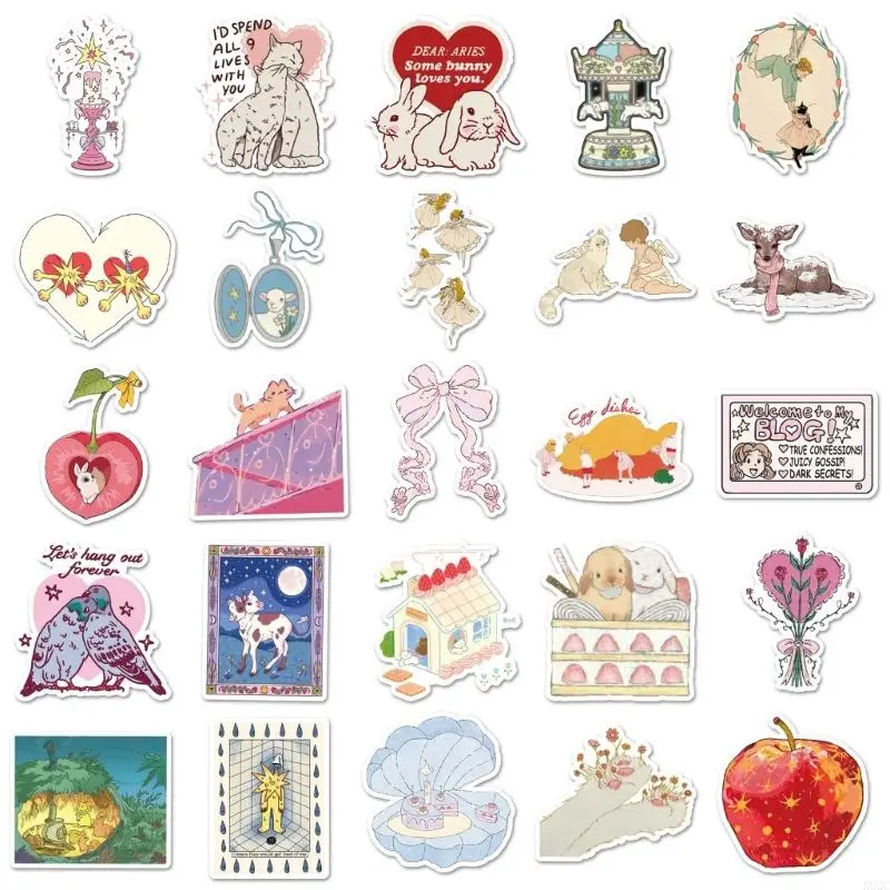 

50Pcs Cartoon Sticker Scrapbooking Decorative Sticker for Water Bottle Journal K92C