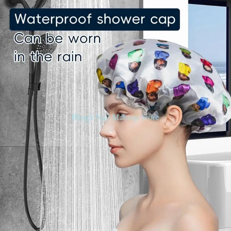 28TA Reusable Waterproof Shower Cap Soft Fabric Dry Hair Hat Comfortable Daily Use view 2