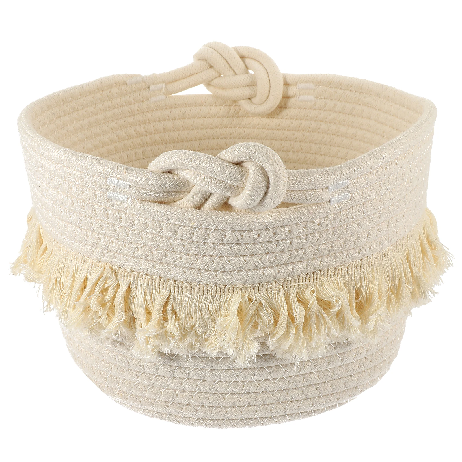 

Household Cotton Rope Woven Basket Multi-Functional Storage Organizer Bohemian Style Sundries Holder Living Room Bedroom