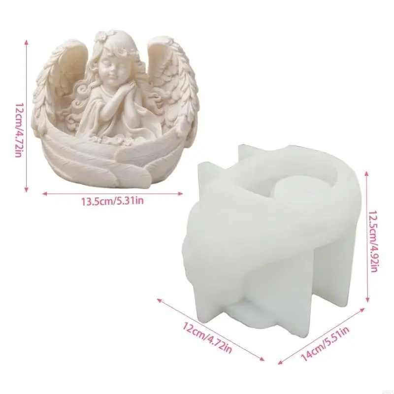 R66A Girl Wing Holder Molds Plaster Silicone Molds for Candle Tealight Holder, Christmas Present, Home Decorations