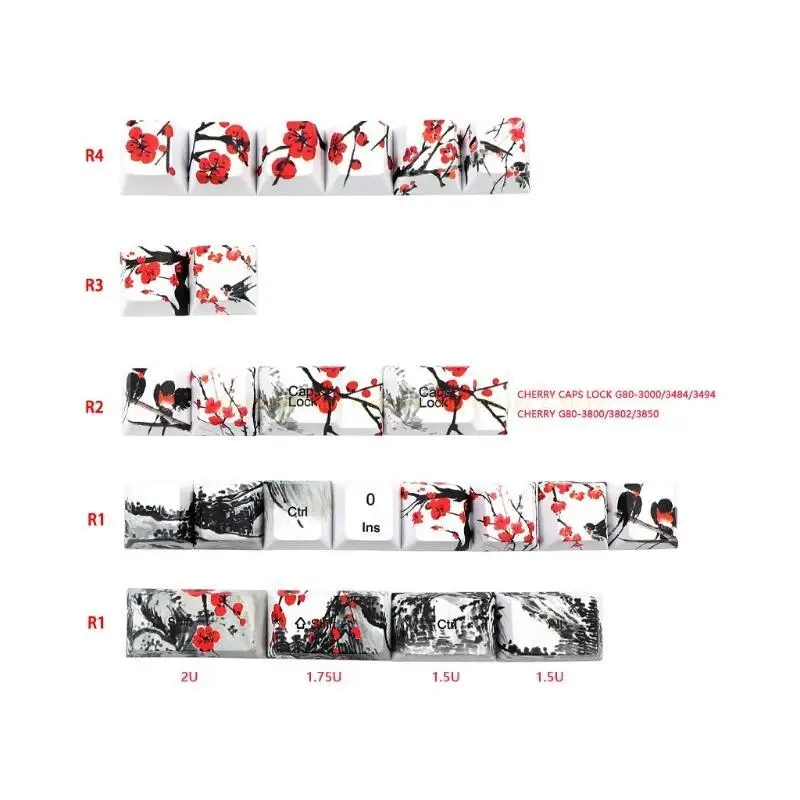 

Mechanical Keyboard Cherry Profile 128 Keys DYE-Sub PBT Keycap Plum Blossom