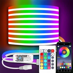 Wifi IR Remote Control Neon Strip Light DC 12V RGB Flexible Led Neon Tape Light for Home Party Decor DIY APP Voice Smart Control
