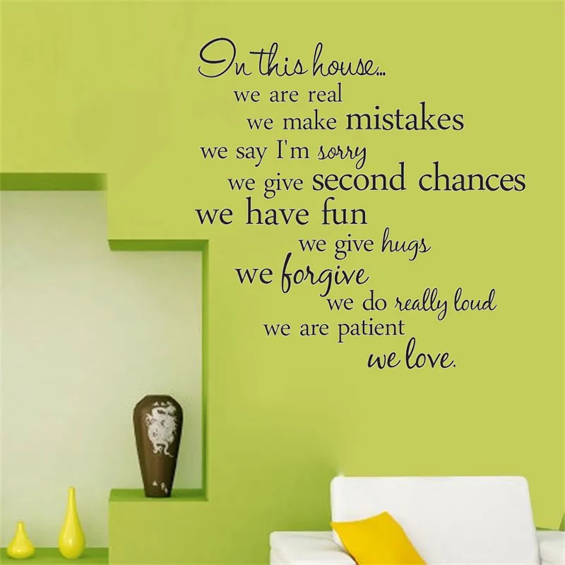 In This House We Are Real Wall Sticker Family Lettering Words Quotes Wall Decals Home Decor Living Room Bedroom Wallpaper