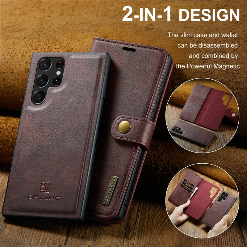 S21 S20 FE S22 S23 5G Detachable Leather Wallet Case For Samsung Galaxy S23 Ultra Note 10 S20 S 20 S22 S21 S9 Plus S10E Cover