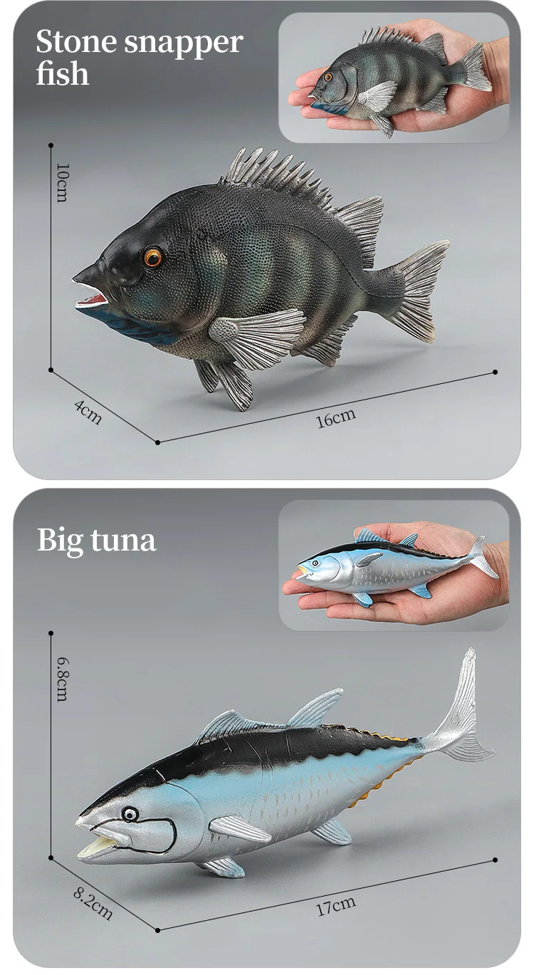 Meeresleben-Tiere-Modell, Actionfiguren-Set – Ozeanfisch, Thunfisch, Segelfisch, Bass, Zacker, Lachs, PVC, Lernspielzeug für Kinder – Detail 5