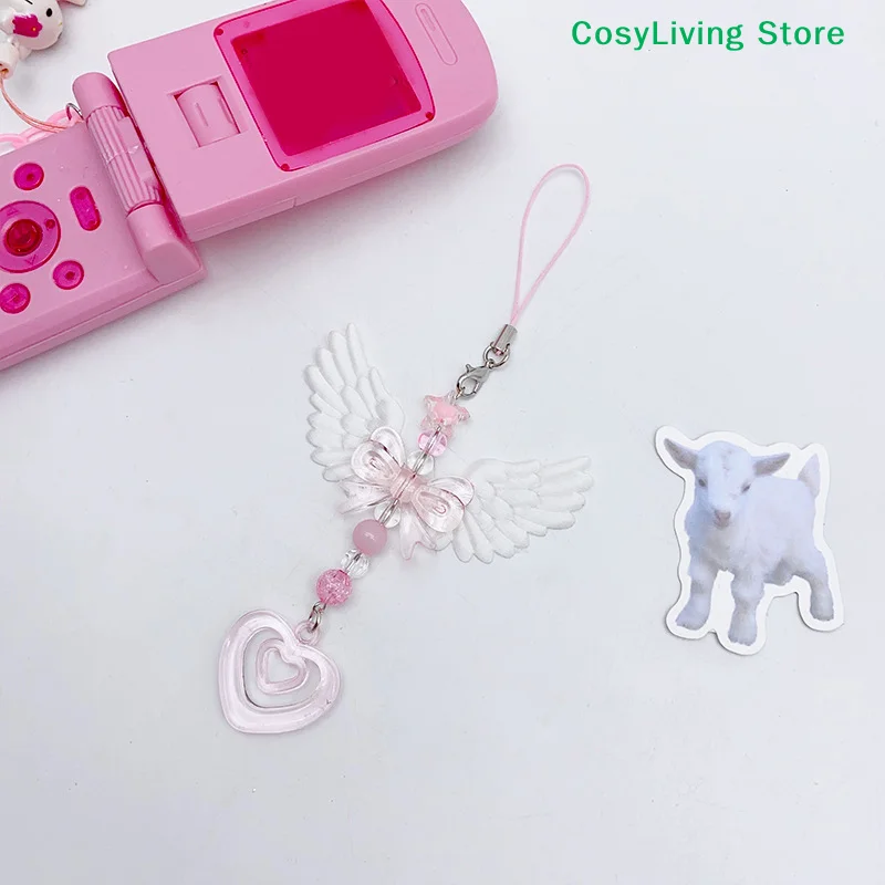Lovely Wings Bow Heart Mobile Strap Phone Pendant Chain Party Gift Sets Fashion Sweet Keychain Bags Decorative Accessories Gifts image 3